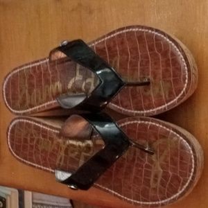 Sam Edelman Size 7 Black Platform Wedge Sandals